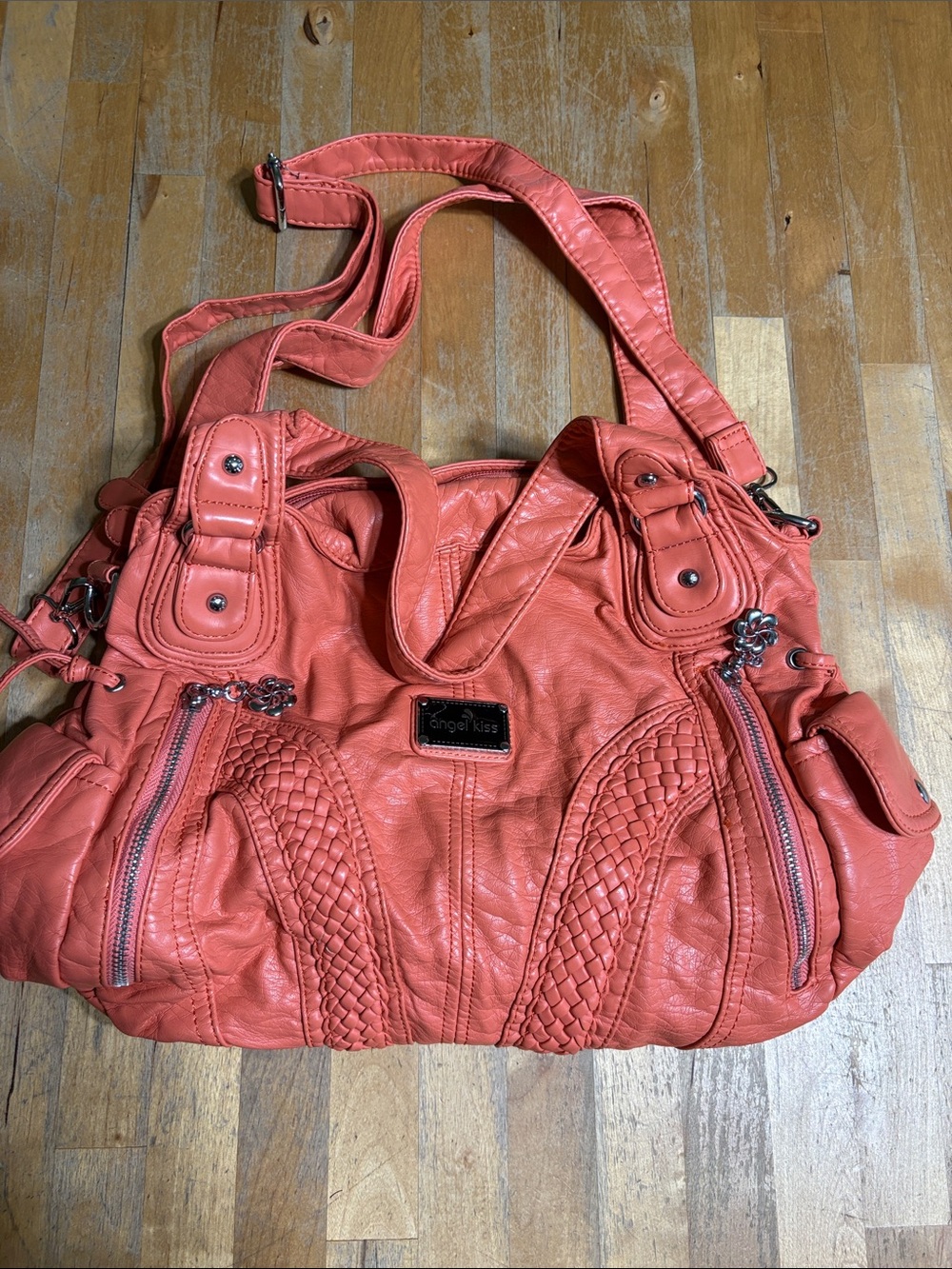 Angel Kiss Coral Braided Detail Shoulder Bag